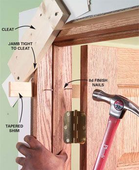 How to hang a door correctly. We have some inside doors to fix. Replacing Interior Doors, Tool Tips, Inside Doors, The Family Handyman, Prehung Doors, Door Replacement, Door Casing, Door Repair, Family Handyman