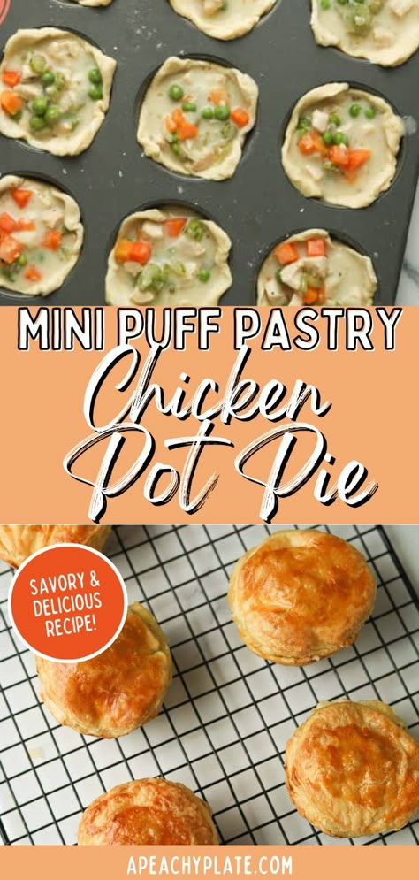 Individual Puff Pastry Chicken Pot Pie, Chicken Pot Pies With Puff Pastry, Puff Pastry Chicken Pot Pie Easy, Easy Chicken Pot Pie With Puff Pastry, Phillo Puff Pastry Chicken Pot Pie, Chicken Pot Pie Tarts, Puff Pastry Chicken Pie, Philo Dough Chicken Pot Pie, Phylo Pastry Chicken Pot Pie