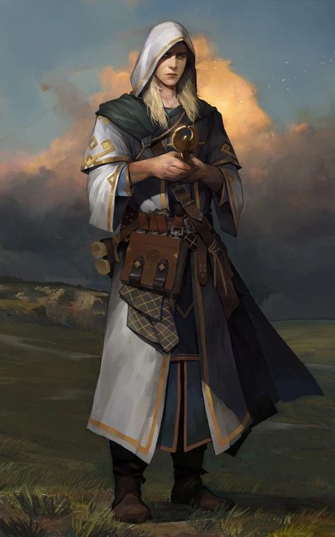 M elf cleric Dnd Cleric, Half Elf, Pathfinder Character, Fantasy Portraits, Human Male, Dungeons And Dragons Characters, Fantasy Male, Arte Fantasy, Fantasy Rpg