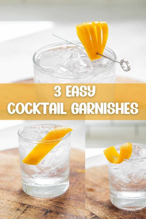 Three Easy Cocktail Garnishes - Mint and Twist Cocktail Garnish Ideas Creative, Garnishes For Cocktails, Cocktail Garnish Ideas, Vodka Gimlet, Citrus Garnish, Garnish Ideas, Cocktail Garnishes, Collins Cocktail, Vodka Lime