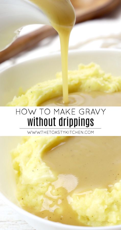 Crockpot Gravy Thanksgiving, Homemade Gravy No Drippings, Thanksgiving Gravy No Drippings, Easy Thanksgiving Gravy Recipes, Light Gravy Recipe, Gravy Recipe For Thanksgiving, Gravy Recipe Easy Without Drippings, Water Gravy Recipe, No Drippings Turkey Gravy