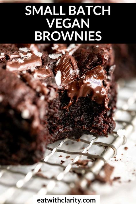 Vegan Gf Brownies, Quick Vegan Dessert, Vegan Chocolate Dessert, Small Batch Brownies, Vegan Brownie Recipe, Eggless Brownies, Peaceful Kitchen, Vegan Brownies Easy, Vegan Gluten Free Brownies