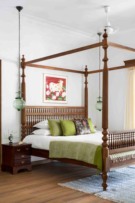 Bed Frames Ideas, Indian Bedroom Design, Four Post Bed, Simple Bed Designs, Beds Modern, Indian Interior Design, Post Bed, Frames Ideas, Indian Bedroom Decor