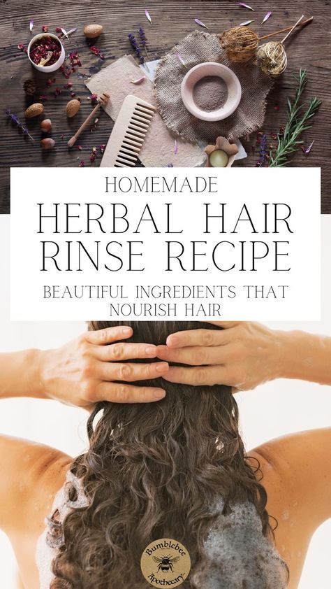 DIY Herbal Hair Rinse: The Perfect Gift for Hair Care Lovers! 🌿 Discover this nourishing herbal hair rinse recipe made with horsetail, nettle, and lavender, perfect for a smooth, shiny, frizz-free look! 🍃 Paired with apple cider vinegar, this natural hair rinse is a beautiful addition to any organic hair care routine, restoring hair’s pH and enhancing scalp health. Ideal as a DIY gift, this simple, all-natural recipe makes thoughtful presents for friends who love non-toxic beauty products! Tallow Shampoo, Vinegar Hair Rinse Recipe, Hair Rinse Recipe, Acv Hair Rinse, Acv Hair, Herbal Hair Rinse, Vinegar For Hair, Vinegar Hair Rinse, Shampoo Bar Recipe