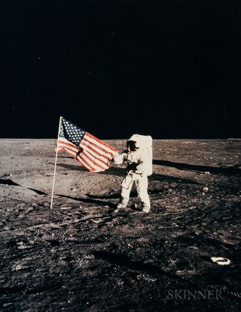 Alan Bean (American, b. 1932)  Pete Conrad and the American flag on the Ocean of Storms, Apollo 12, November 1969. Auction: 3048M | Lot: 266 | Estimate: $2,000-3,000 Space Nasa Photos, Nasa Aesthetic, Nasa Wallpaper, Apollo Space Program, Space Aesthetic, Vintage Nasa, Nasa Photos, Carina Nebula, Whirlpool Galaxy