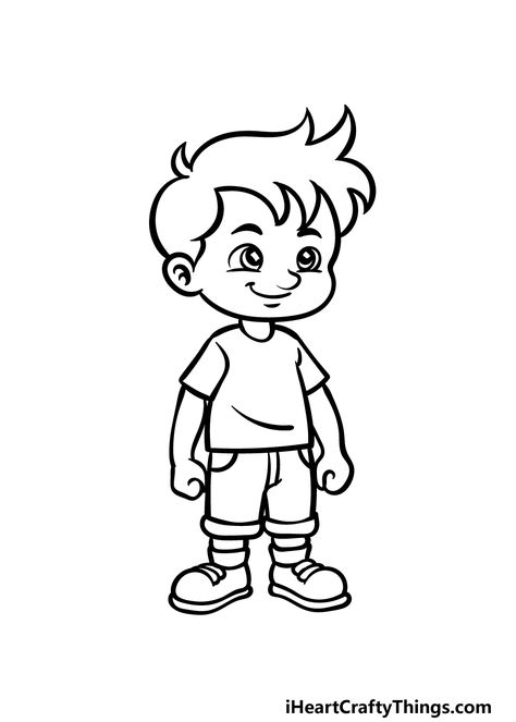 Easy Boy Drawing, Boy Drawing Easy, Cartoon Drawings Easy, Boy Cartoon Drawing, Cartoon Drawing Images, Boy And Girl Drawing, Boy Sketch