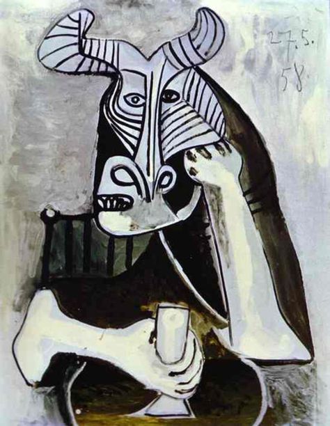 The King of Minotaurs Pablo Picasso 1958 Picasso Artwork, Picasso Cubism, Picasso Portraits, Pablo Picasso Art, Art Picasso, Pablo Picasso Paintings, Picasso Paintings, Picasso Art, Henri Rousseau