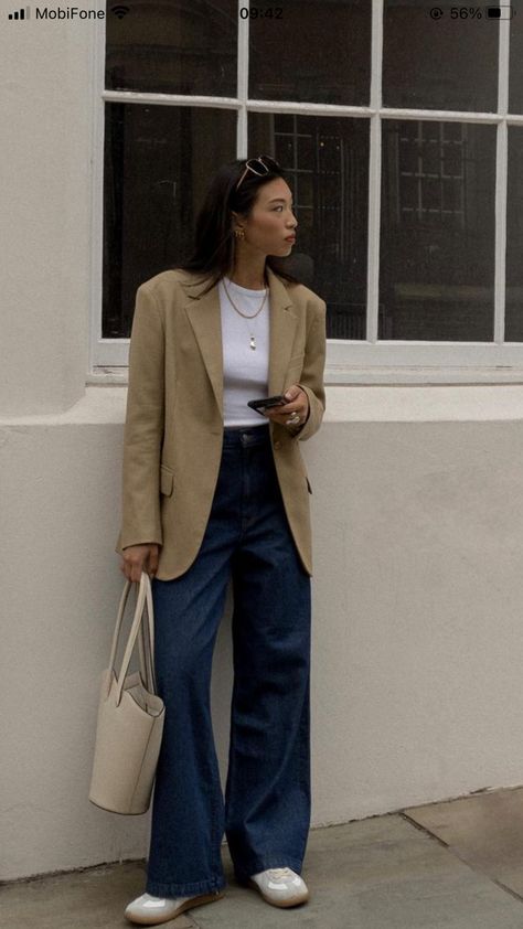 Michelle Lin, Camel Blazer, Mode Casual, Looks Street Style, New Looks, Outfit Look, Casual Work Outfits, Fall 2022, Mode Inspo