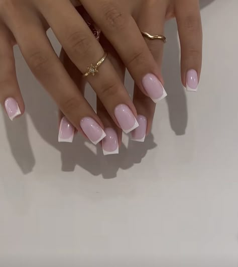 Short Classy Nails, Pink French Nails, White Tip Nails, French Tip Acrylic Nails, French Acrylic Nails, Work Nails, Short Square Acrylic Nails, Classic Nails, Nails Black