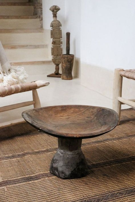 Loft Interior, Pedestal Bowl, Leather Accent Chair, Deco Boheme, Boutique Style, Pedestal Table, Wood Bowls, Comfortable Chair, Rustic Design