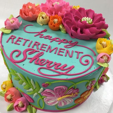 Retirement Cupcakes Ideas For Women, Work Retirement Party Ideas, Retirement Candy, Retirement Cake Ideas, Retirement Party Cakes, White Flower Cake, White Flower Cake Shoppe, Retirement Party Themes, Retirement Cake