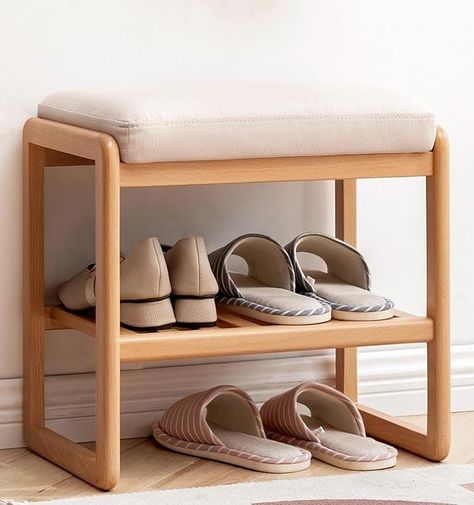 Amazon.com: TRIPLE TREE Wooden Shoe Rack with Upholstered Cushion Seat, Small Storage Bench Fitting Stool for Entryway Hallway Bedroom End of Bed Living Room Mudroom Indoor Organizer, 23.62x 11.81x16.54inch : Home & Kitchen Small Storage Bench, Wood Entryway Bench, Wooden Shoe Rack, Wood Storage Rack, Wood Shoe Storage, Wood Shoe Rack, Shoe Rack Bench, Shoe Storage Bench, Wooden Shoe Racks