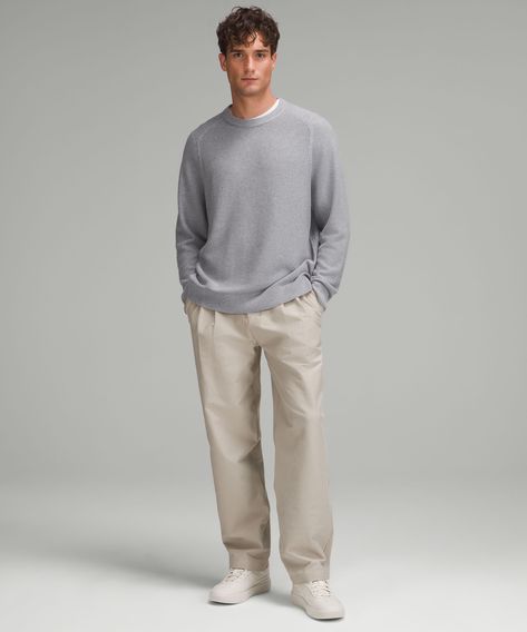 Cozy Is This Crewneck Sweaters Middle Name. Softly Textured Cotton-Blend Yarns Are Warm And Comfortable Under A Jacket Or Over A Button-Up. Designed For Casual. Designed With Room In The Chest And At The Waist. | Textured Knit Crewneck Sweater Men’s Fits Going Out Fall, Street Style For Winter, Basics Men’s Fashion, Mens Clothing Business Casual, Dressing Men Casual, Men’s Casual Office Style, Men Outfits Sweater, Men Styling Ideas, Athletic Outfits Aesthetic Men