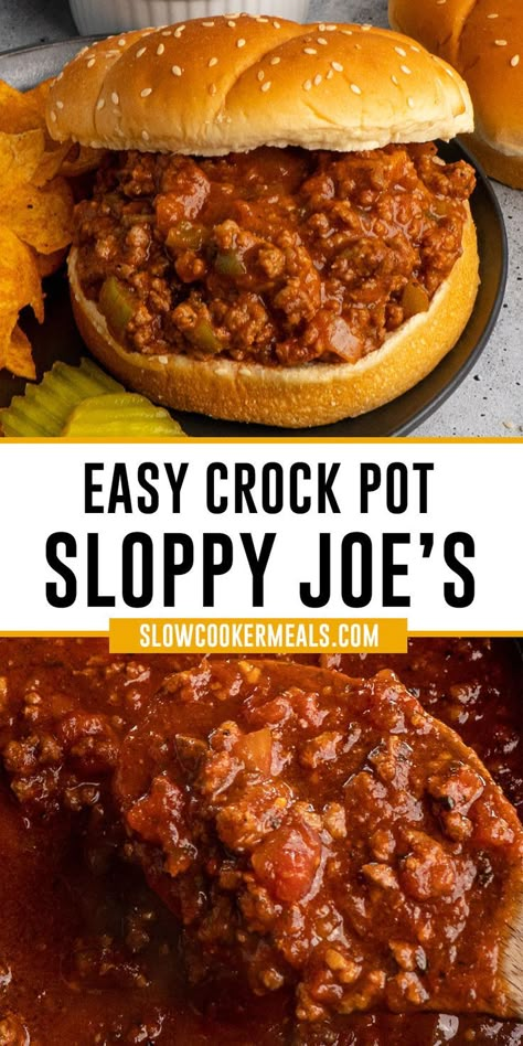 Crock Pot sloppy joes on a hamburger buns.