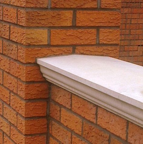 Acanthus Cast Stone | Coping Stones Stone Front House, Coping Stones, Flat Roof Extension, House Mold, Brick Columns, Garden Wall Designs, Cornice Design, Room Extensions, Bungalow Renovation