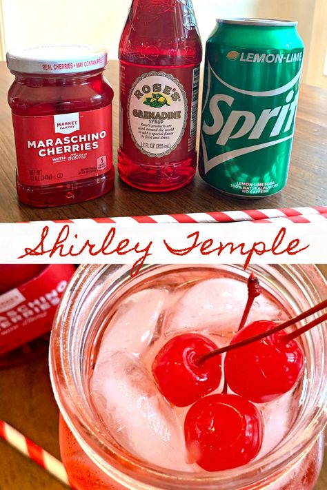 SHIRLEY TEMPLE – a fun and fancy old-fashioned, non-alcoholic mocktail made with lemon-lime soda, grenadine and garnished with maraschino cherries. This delicious, easy to make childhood favorite is perfect for special occasions, holidays and more – loved by all ages. Shirley Temple Bar Grad Party, Sherly Temple Drink Recipe For Kids, Sherly Temple Drink, Alcoholic Shirley Temple Drink, Shirley Temple Drink For Kids, Mocktail Shirley Temple, Dirty Shirley Recipe, Alcoholic Shirley Temple, Shirley Temple Mocktail