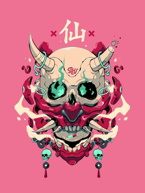 Oni on Behance Tattoo Designs Taurus, Vel Tattoo, 43 Tattoo, Aquarius Symbol Tattoo, Iphone Minimal, Knuckle Tattoo, Aquarius Symbol, Symbol Tattoo, Oni Mask