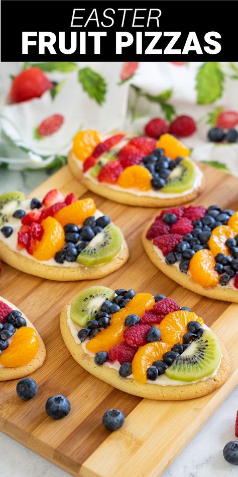 Easter Egg Fruit Tart, Easter Fruit Cookie Pizza, Fruit Cookies Decorated, Fruit Pizza Easter, Easter Fruit Pizza, Egg Fruit Pizza, Fruit Pizza With Cream Cheese, Easter Egg Fruit Pizza, Egg Fruit