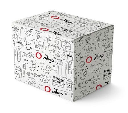 Diligo- Doodle Box Outer Box Packaging Design, Doodle Packaging, Heart Packaging, Doodle Box, Best Packaging Design, Luxury Box Packaging, Carton Design, Packing Orders, Modern Packaging