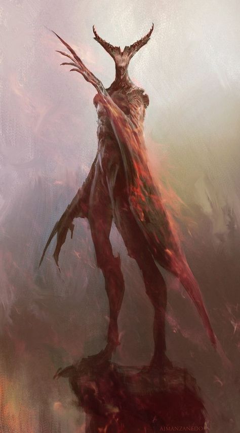 Daemon, Antonio J. Manzanedo on ArtStation at https://www.artstation.com/artwork/LVKZl Creature Fantasy, Dark Creatures, Fantasy Beasts, 다크 판타지, Monster Concept Art, Demon Art, Fantasy Monster, Mythical Creatures Art, Creepy Art