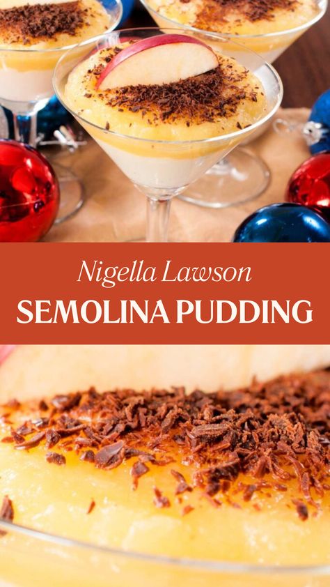 Nigella Semolina Pudding Semolina Recipe Healthy, Semolina Pudding Recipes, Semolina Custard, Semolina Dessert Recipe, Nigella Recipes, Semolina Recipes, Custard Dessert Recipes, Semolina Recipe, Friends Recipe