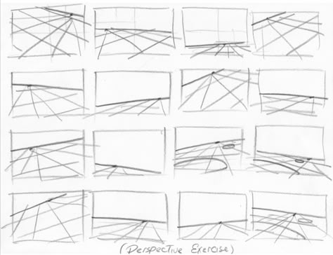 Perspective Shots Drawing, High Angle Perspective Drawing, Perspective Art Practice, Planes In Perspective, Wide Perspective Drawing, 3 Point Perspective Grid, Perspective For Storyboard, Horizon Line Perspective, How To Perspective