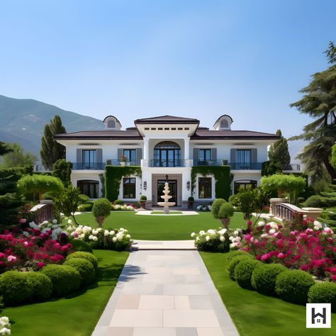 Kylie Jenner's House in Hidden Hills Hidden Hills Mansion Floor Plan, Sims 4 Celebrity Home, Mansion With Garden, Celebrity Houses Mansions, Celebrity Houses Interior, Hidden Hills Mansion, Kendall Jenner House, Kylie Jenner House, Cobblestone Driveway