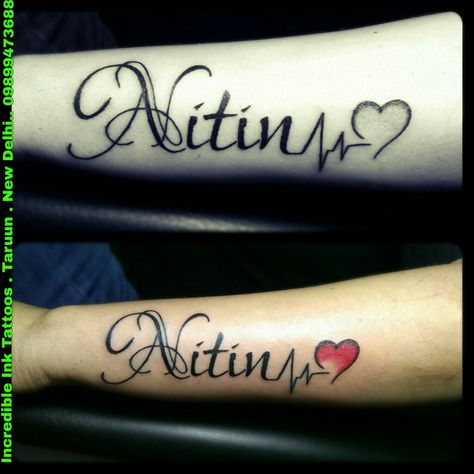 #Nitin #Name #HeartBeat #Tattoo Nitin Name Tattoo Nitin Name Logo, Nitin Name Tattoo, Heartbeat Tattoo With Name, Heartbeat Tattoos, Name Tattoo Design, Safe Tattoo, Believe Tattoos, Tattoo Training, Heartbeat Tattoo