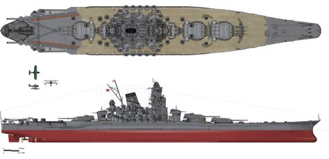 Yamato-class battleship Blueprint - Download free blueprint for 3D modeling Yamato Class Battleship, Ijn Yamato, Yamato Battleship, Battle Ships, Battleship Yamato, Imperial Japanese Navy, Aircraft Carriers, Naval History, Pearl Harbor