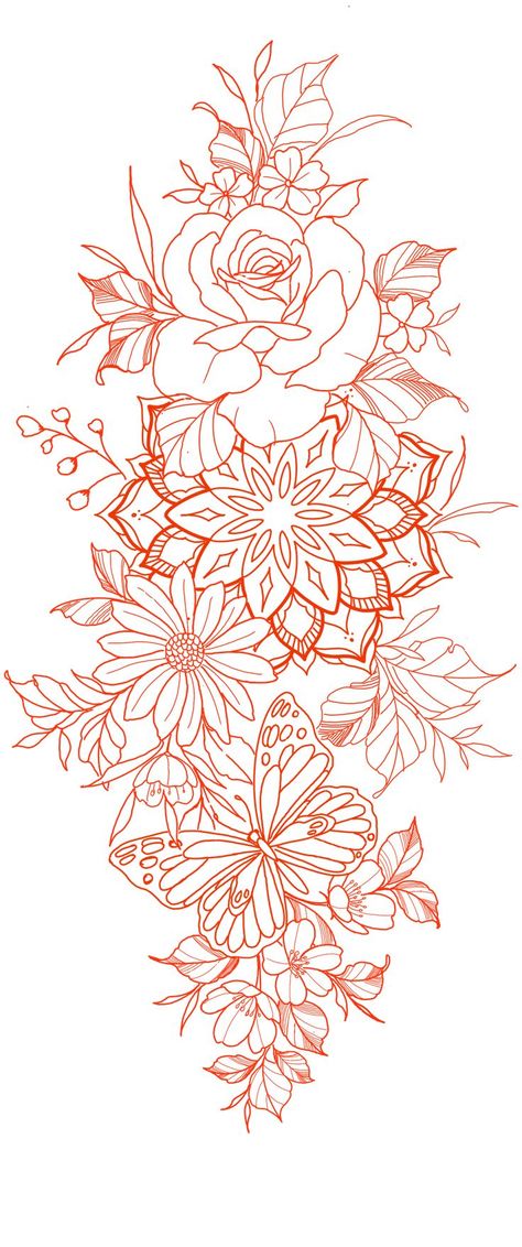 Mandala Upper Arm Tattoo, Sketches Floral, Tattoos Half Sleeve, Aura Tattoos, Half Sleeve Tattoo Upper Arm, Butterfly Sleeve Tattoo, Tattoos Sketches, Half Sleeve Tattoos Sketches, Half Sleeve Tattoo Stencils