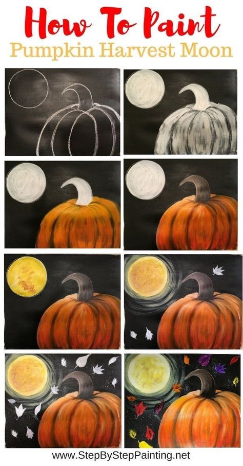 Learn how to paint a pumpkin and full yellow moon on a black canvas. This Step by step acrylic painting tutorial for beginners will guide you through each step with pictures and a video. Organizing Iphone, Paint A Pumpkin, Halloween Canvas Paintings, Fall Canvas Painting, Fall Art Projects, Fall Canvas, Yellow Moon, Classroom Art, Halloween Painting