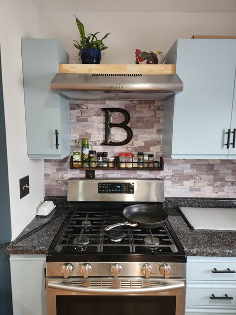 Shelves Above Cooker, Range Hood Under Shelf, Floating Shelf Over Stove, Shelf Above Oven Range, Open Shelves Over Stove, Floating Shelves Kitchen Stove, Range Hood With Shelf Above, Over Cooktop Shelf, Above The Stove Shelf