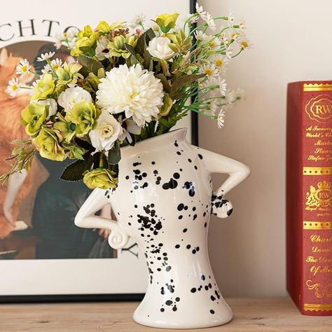 Ceramic Vase with Attitude, Unique Flower Vase for Home Decor, Sassy Decorative Vase for Flowers, Cute Boho Vase for Bookshelf Decor, Vintage Quirky Electic Funky Decor for Living Room Funky Vases, Decorative Bookshelves, Unique Flower Vases, Boho Vase, Vase For Flowers, Dopamine Decor, Hands On Hips, Flowers Cute, Quirky Decor