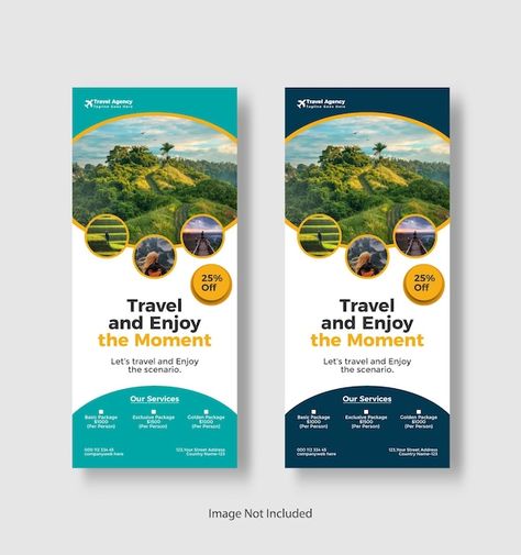 Travel agency rollup banner and travel a... | Premium Vector #Freepik #vector #agency-banner #service-banner #business-promotion #marketing-banner Travel Agency Banner Design, Pull Up Banner Design, Rollup Banner Design, Travel Advertising Design, Company Banner, Roll Up Banner Design, Corporate Banner, Presentation Display, Marketing Banner