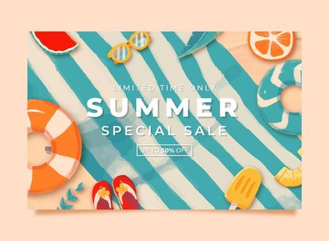 Summer Website Design, Summer Banner Design, Summer Design Graphic, Summer Sale Design, Summer Ads, Summer Sale Poster, Banner Flower, Summer Artwork, Summer Sale Banner