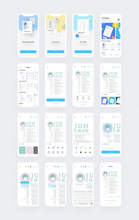 EZY — Resume/CV Builder App Case Study – Muzli - Design Inspiration App Home, Create A Resume, Resume Builder, Competitive Analysis, Information Architecture, App Ui Design, Web App Design, User Interface Design, Design Language