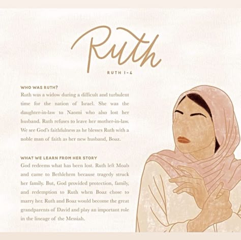 Bible Typography, Ruth Bible Study, Christian Woman Aesthetic, Woman Of The Bible, Confident Lady, Ruth Bible, Daily Grace Co, Women In The Bible, Women Of The Bible