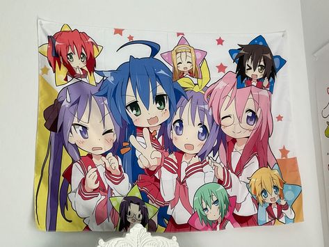 Luckystar Kawaii Cyte Tapestry Anime Cutecore Tapestry, Sanrio Tapestry, Tapestry Anime, Star Tapestry, Rap Video, Room Stuff, 2024 Christmas, Kawaii Room, Lucky Star