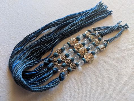 Denim Blue Beaded Tzitzit Set | Etsy Jeans Accessories, Jean Skirts, Church Crafts, Blue Accent, Cute Styles, Jean Accessories, Accessories Diy, Blue Accents, Casual Sets