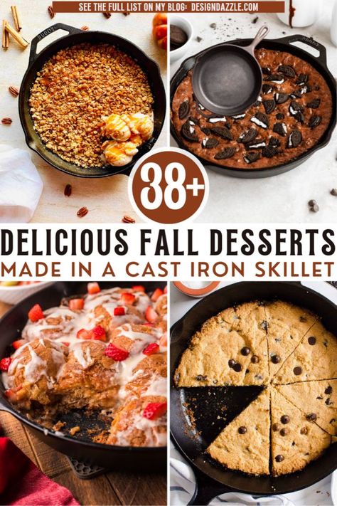 Here are 38 of our favorite fall skillet desserts! Skillet Recipes Dessert, Cast Iron Dessert Recipes, Skillet Dessert Recipes, Cast Iron Skillet Desserts, Iron Skillet Desserts, Skillet Dessert, Skillet Desserts, Iron Skillet Recipes, Family Projects