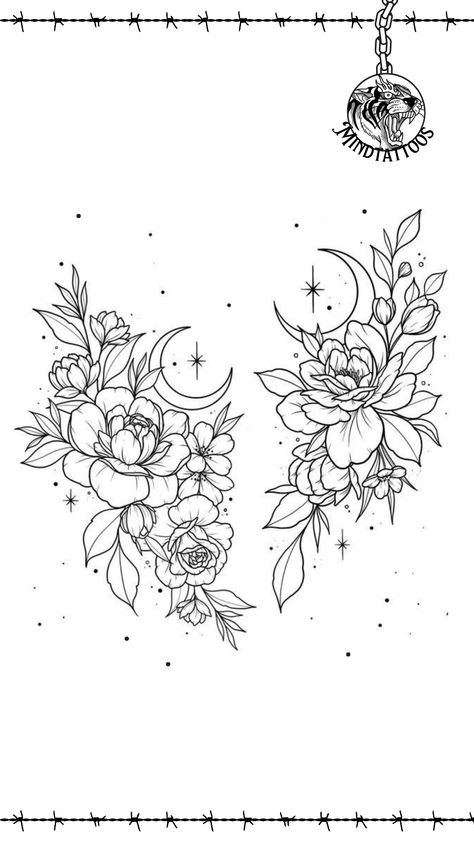 Follow Mind Tattoos for more 🔥 Single Floral Tattoo, Wisteria Tattoo Black, Cosmic Flower Tattoo, Queen Of The Night Flower Tattoo, Anime Flower Tattoo, Floral Outline Tattoo, Floral Tattoo Design Drawings, Cherry Blossom Tattoo Stencil, Tattoo Overlay