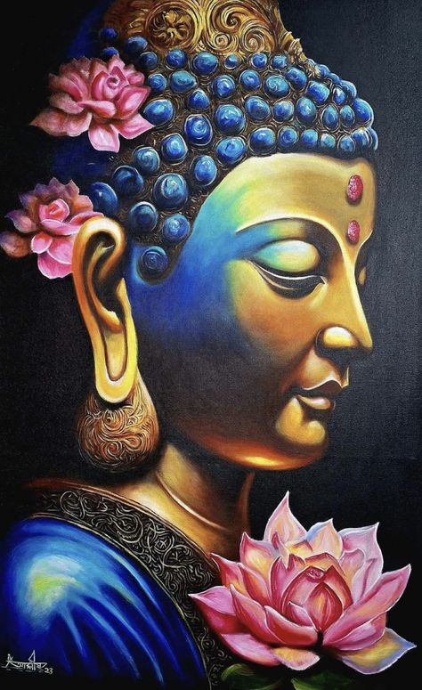 Shiva Acrylic Painting Canvas, Watercolor God Painting, Durga Acrylic Painting, Buddha Painting Acrylic On Canvas, Gautam Buddha Painting, Profile Foto, Buddha Canvas Art, God Drawing, Buddhist Architecture