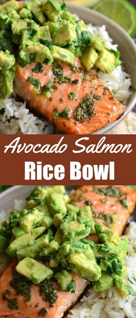 Light Foods, Rice Bowl Recipe, Pescatarian Diet, Avocado Dessert, Salmon Rice Bowl, Salmon Rice, Rice Bowls Recipes, Salmon Avocado, Salmon And Rice