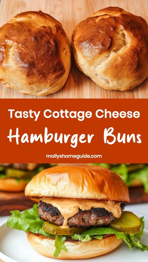 Indulge in the best of both worlds with these delicious and soft cottage cheese hamburger buns. These buns are perfect for your next BBQ or family dinner. The addition of cottage cheese gives them a unique flavor and texture that everyone will love. Whether you top them with a juicy burger, pulled pork, or even just some butter, these buns will take your meal to the next level.  Ingredients 100g/ 1/3 cup + 1 tbsp cottage cheese 93g/ 2 eggs 4g/ 1 tsp vinegar 4g/ 1 tsp baking powder Pinch salt 18g Low Calorie Hamburger Buns, Burger Bun Alternative, Cottage Cheese Loaf, Cottage Cheese Buns, Protein Burger, Low Calorie Pancakes, Homemade Cottage Cheese, Hamburger Bun Recipe, Egg White Recipes