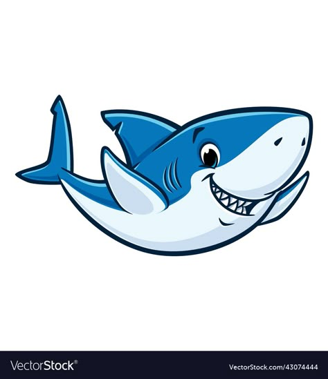 Cartoon Shark Drawing, Cute Shark Drawing, Shark Illustration Cute, Cute Cartoon Shark, Different Types Of Sharks, Smiling Shark, Shark Png, Shark Vector Illustration, Shark Clipart