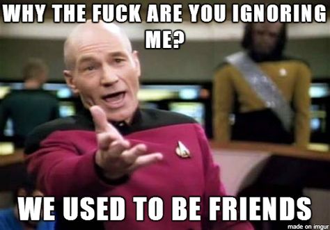 Why are you ignoring me? We used to be friends meme Patrick Stewart, Rad Tech, Search Engine Marketing, Gym Humor, Ben Affleck, Arsenal Fc, Radiology, E Card, Disc Golf