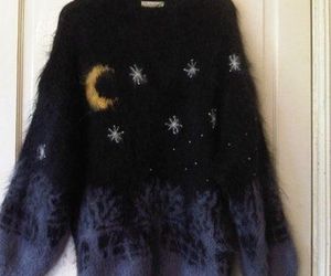 Witchy Crochet Sweater, Goth Knit Sweater, Starry Sweater, Whimsigoth Sweater, Emo Sweater, Grunge Sweaters, Sweater With Stars, Moon Clothes, Goth Sweater