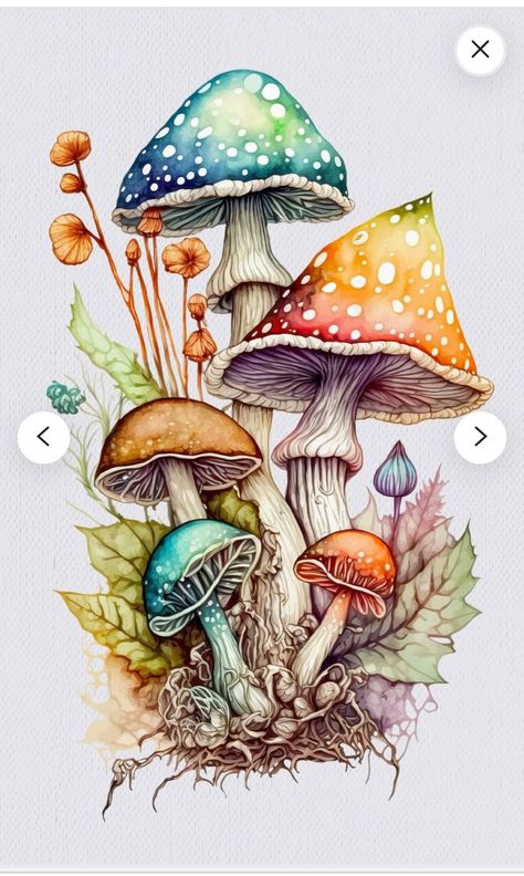 Mushroom Drawing, Fairy House Diy, Gouache Art, Cute Fairy, Living Room Canvas, Mushroom Art, Nature Journal, Color Pencil Drawing, Journal Doodles