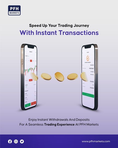 Accelerate your trading journey with instant transactions at PFH Markets. Say goodbye to delays and experience seamless trading with our instant withdrawals and deposits. Stay ahead of the game and make the most of every trading opportunity. #instanttransactions #seamlesstrading #fastwithdrawals #quickdeposits #speedupyourtrading #pfhmarkets #stayahead #maximizeopportunities #efficienttrading #financialfreedom Stock Market Creative Ads, Advertising Ideas Marketing, Banks Ads, Shirt Photography, T-shirt Photography, Menu Card Design, Ramadan Poster, Dune Art, Bank Design