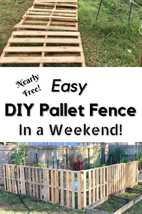 Pallet Fences, Pallet Fence Diy, Wood Pallet Fence, Trough Garden, Diy Backyard Fence, Rustic Landscaping, Garden Fence Ideas, Diy Garden Fence, Garden Decoration Ideas